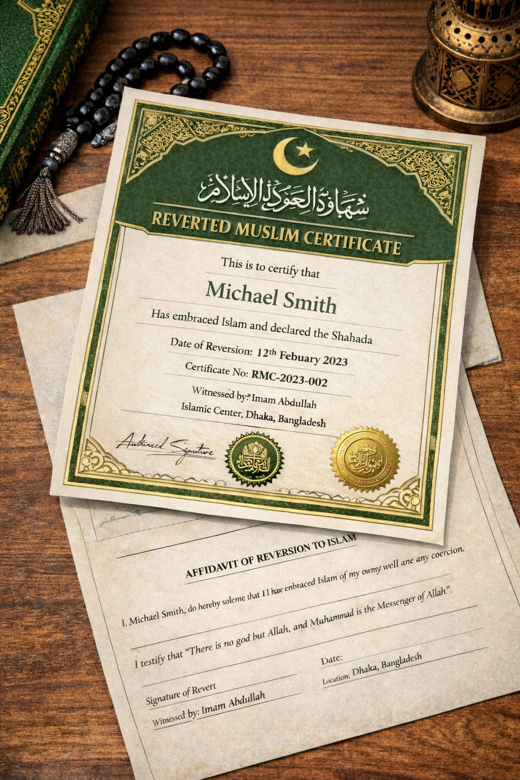 Reverted Muslim Certificate